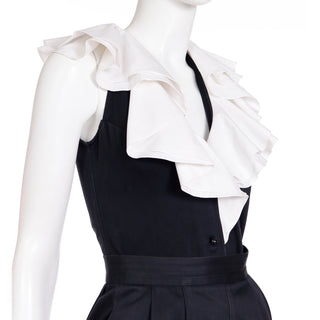 Vintage YSL black cotton top and skirt ensemble