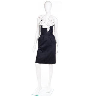 Vintage Yves Saint Laurent cotton 2 pc dress with large ruffle collar