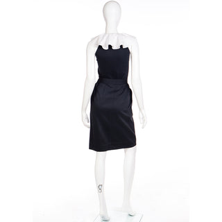 1980s YSL vintage cotton two piece dress w/ large ruffle collar