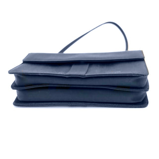 Vintage 1980s Yves Saint Laurent Midnight Blue Silk Double Compartment Handbag