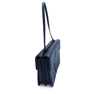 1980s Yves Saint Laurent Midnight Blue Silk Double Compartment Bag
