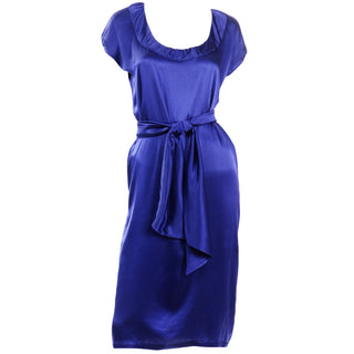 Yves Saint Laurent Blue Silk Charmeuse Evening Dress size extra small