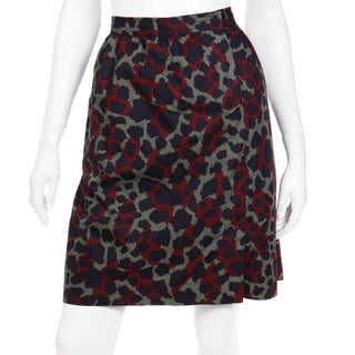 Yves Saint Laurent 1980s Camouflage Two PIece Ensemble with matching skirt
