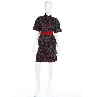 Yves Saint Laurent 1980s Camouflage Two PIece Ensemble Belted