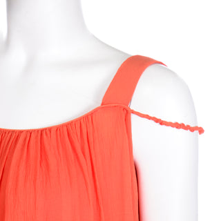1970s Yves Saint Laurent Haute Couture Silk Orange & Red Evening Gown