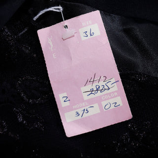 1990 Deadstock Yves Saint Laurent Long Black Evening Dress Gown W Lace & Hood with original Tag attached
