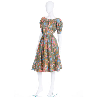 S/S 1986 YSL vintage cotton floral and butterfly print day dress