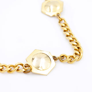 1980s Yves Saint Laurent Gold  Medallion Chunky Curb Chain Necklace 