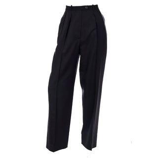 Yves Saint Laurent Haute Couture Black Silk High Waist Trousers size 40 YSL