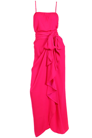 1990s Yves Saint Laurent Haute Couture Hot Pink Evening Dress