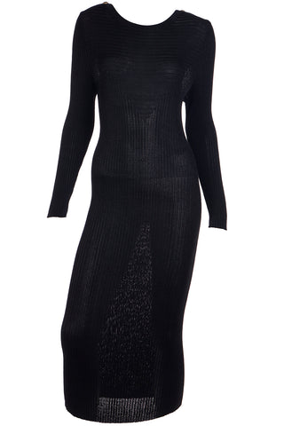 1980s Yves Saint Laurent Vintage Bodycon Black Knit Dress