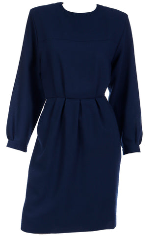 1980s Yves Saint Laurent Navy Blue Vintage Wool dress