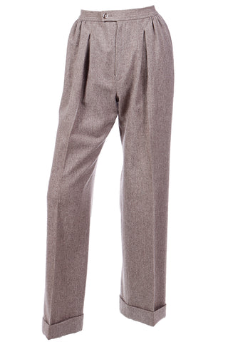 1980s Yves Saint Laurent Oatmeal Wool Tan Trousers