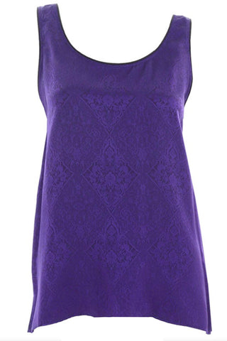1990s Yves Saint Laurent Purple Jacquard Silk Sleeveless Top