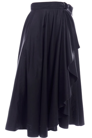 Vintage Yves Saint Laurent Black Tiered Hem Skirt