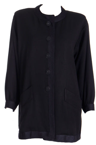 F/W 1990 Yves Saint Laurent Black Swing CoatF/W 1990 Yves Saint Laurent Oversized Vintage Black Swing Jacket