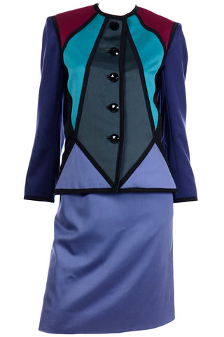 Yves Saint Laurent Vintage 1988 color block jacket and 2 skirts suit