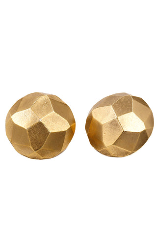 1980s Yves Saint Laurent Gold Geometric Textured Clip Earrings