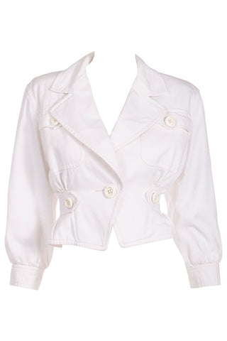 1986 Yves Saint Laurent White Cropped Cargo Style Jacket