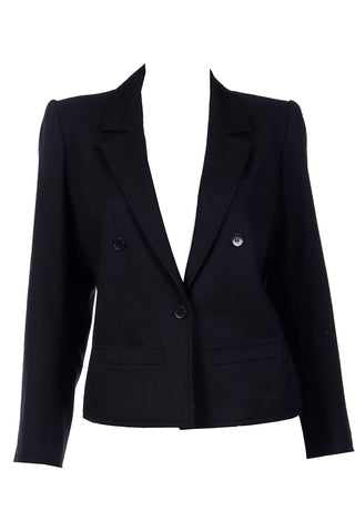 1980s Yves Saint Laurent Vintage Black Wool Cropped Jacket