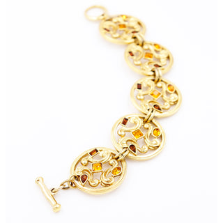 1980s YSL 3 pc Gold Jewelry Baroque Open Work Necklace Earrings Bracelet Set