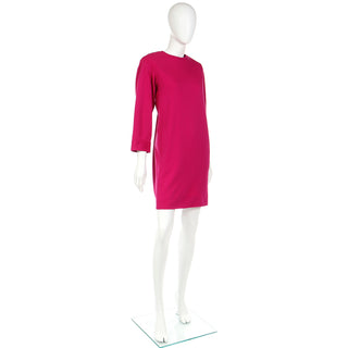 S/S 1990 YSL Magenta Pink Wool Vintage Dress