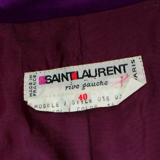 YSL Yves Saint Laurent Purple Cropped Jacket Rive Gauche