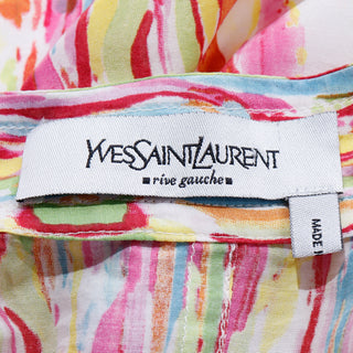 2000s Yves Saint Laurent Multi Colored Watercolor Blouse Rive Gauche YSK