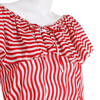 1980 YSL cotton striped collar with drawstring