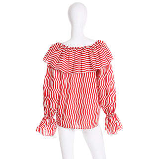 Unique YSL large ruffle tiered collar blouse