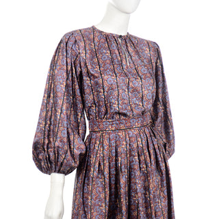YSL Yves Saint Laurent Russian 1970s Floral Day Dress Vintage Peasant Blouse & Skirt 
