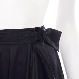 Vintage YSL Yves Saint Laurent faux wrap black skirt with unique details & belt
