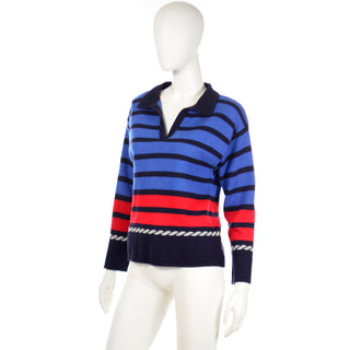 1990s YSL Variation Blue & Red Striped Sweater