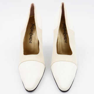 1990s Yves Saint Laurent 2 Toned Ivory & Cream Shoes with Box size 9