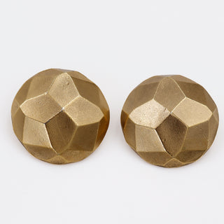 Unique 1980s Yves Saint Laurent Gold Geometric Textured Clip Earrings