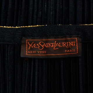 1970s Yves Saint Laurent Black Ribbed Camisole Top With Gold Trim Paris