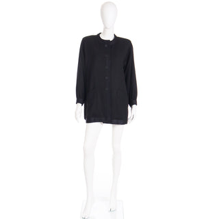 F/W 1990 Yves Saint Laurent Black Swing Coat with Side Slits YSL