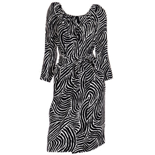 1980s Yves Saint Laurent Silk black and white dress
