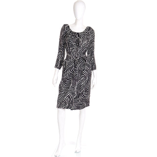 Yves Saint Laurent 1980s black and white silk two piece dress