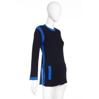 Yves Saint Laurent Ribbed Black Sweater with Slits