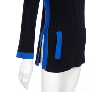 Yves Saint Laurent Ribbed Black Sweater with Pouch Pocket