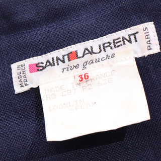 1987 Yves Saint Laurent Vintage Navy Blue Linen Dress w Gold Buttons Fr 36