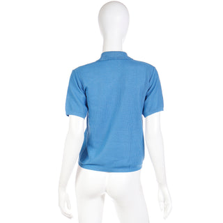 1970s YSL Yves Saint Laurent Blue Fine Cotton Short Sleeve Polo Shirt