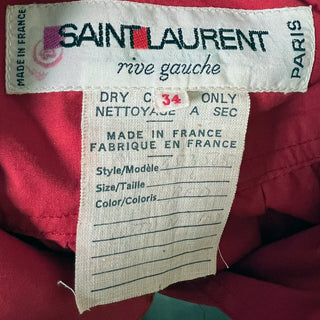 1970s YSL Yves Saint Laurent Vintage Red Cotton Shirt Artist Smock Top Made in France