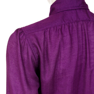 1970s Yves Saint Laurent Purple Cashmere & Silk Vintage Blouse YSL Top Made in France