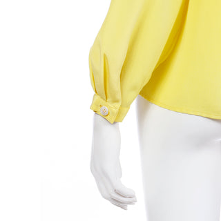 1991 Yves Saint Laurent Canary Yellow Silk Runway Blouse Documented Made in France