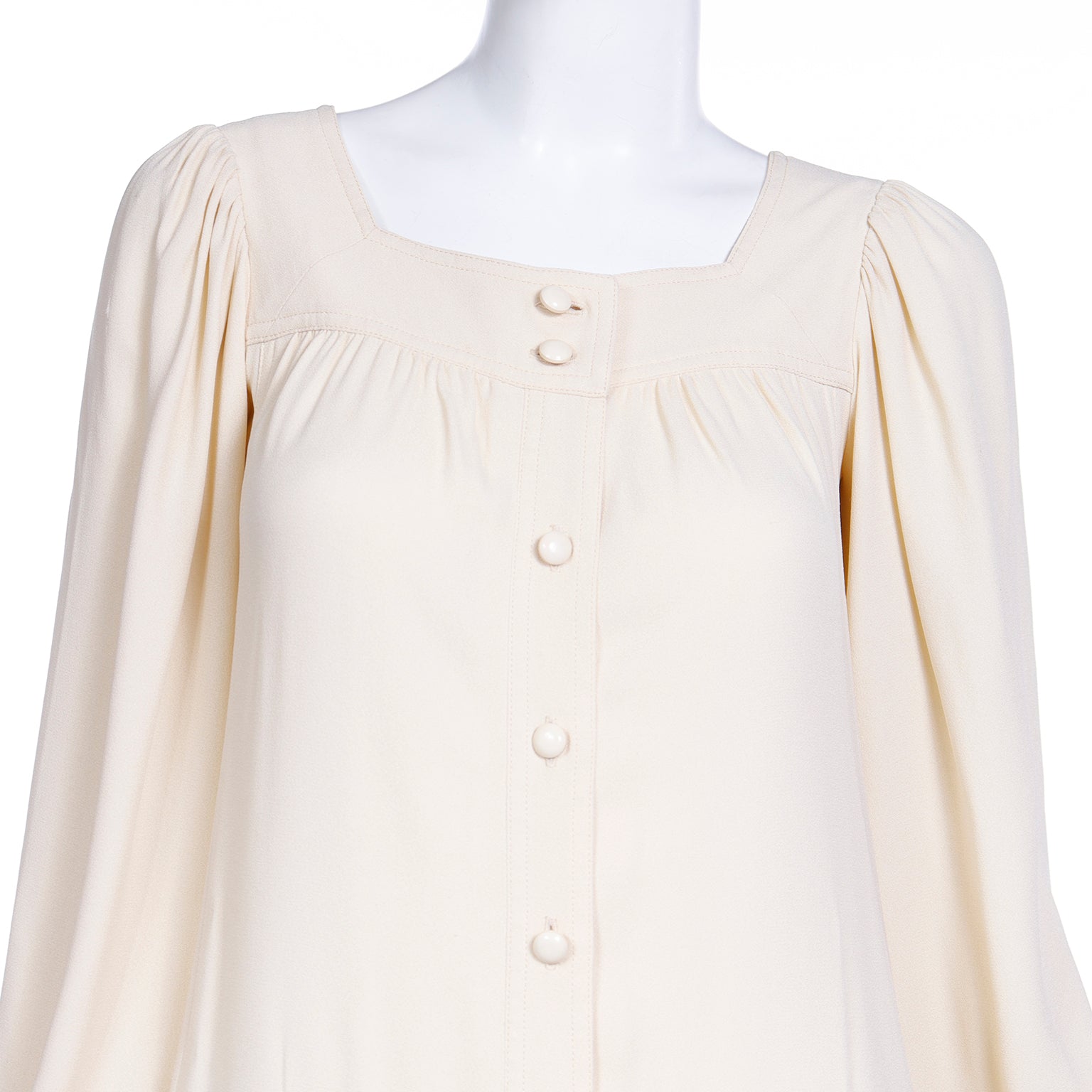 yves saint laurent cream dress Spring 1982 Yves Saint Laurent Haute Couture 'Indian Collection' Ivory &  Black Tunic/Dress