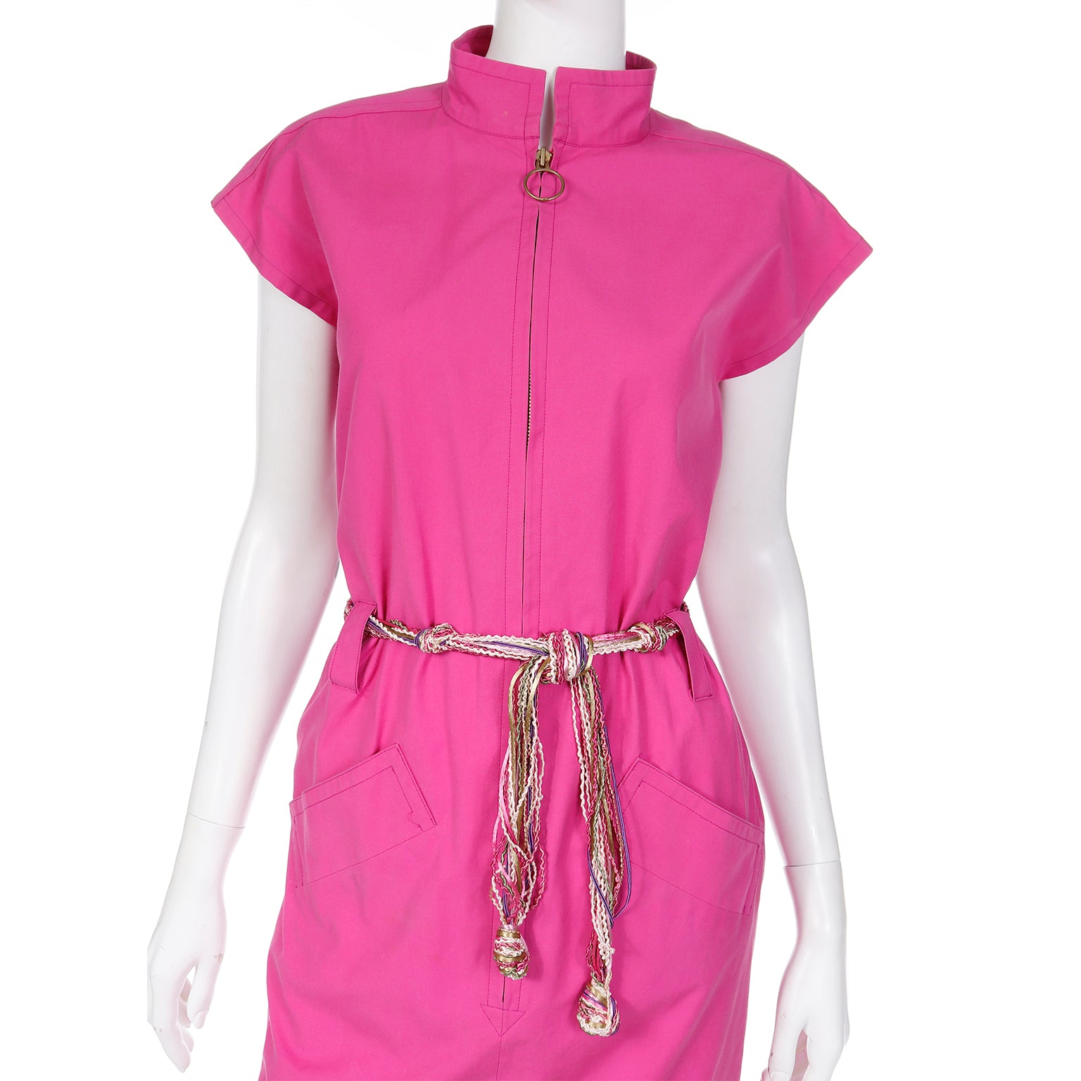 YSL Yves Saint Laurent Rive Gauche Vintage Pink Dress with 2 Belts – Modig YSL Yves Saint Laurent Rive Gauche Vintage Pink Dress with 2 Belts – Modig