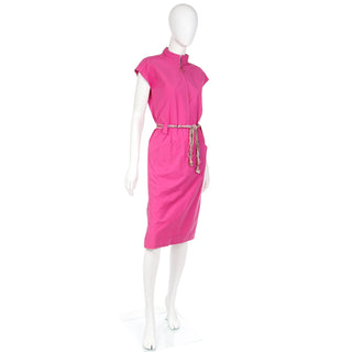 1980s Belted Yves Saint Laurent day dress with zip front