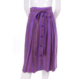 1970s YSL Purple Striped Skirt